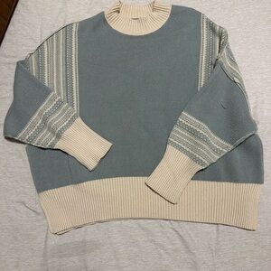 Altar'd State Blue and Cream Crewneck Sweater
